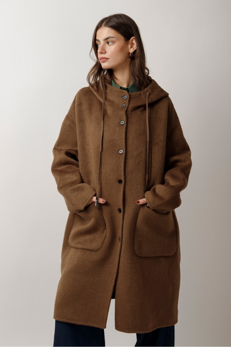 HOODED COAT WITH OVERSIZED POCKETS